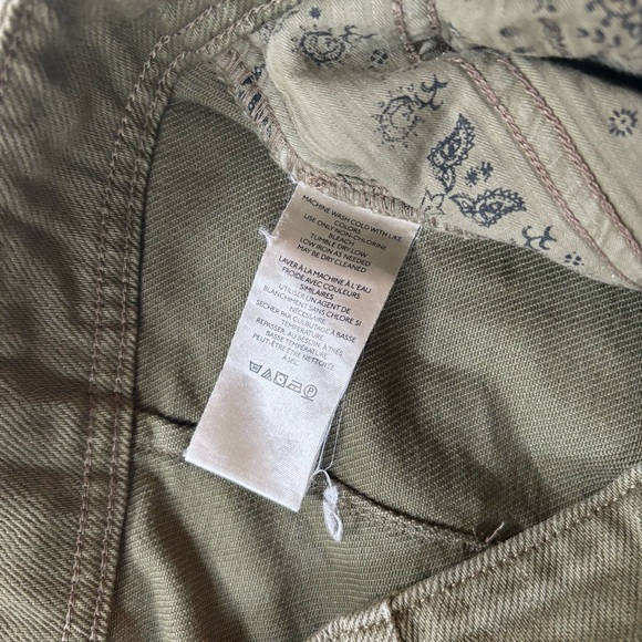 Free People We The Free Osaka Mid Rise Olive Green Barrel Jeans Pants - Picture 8 of 10